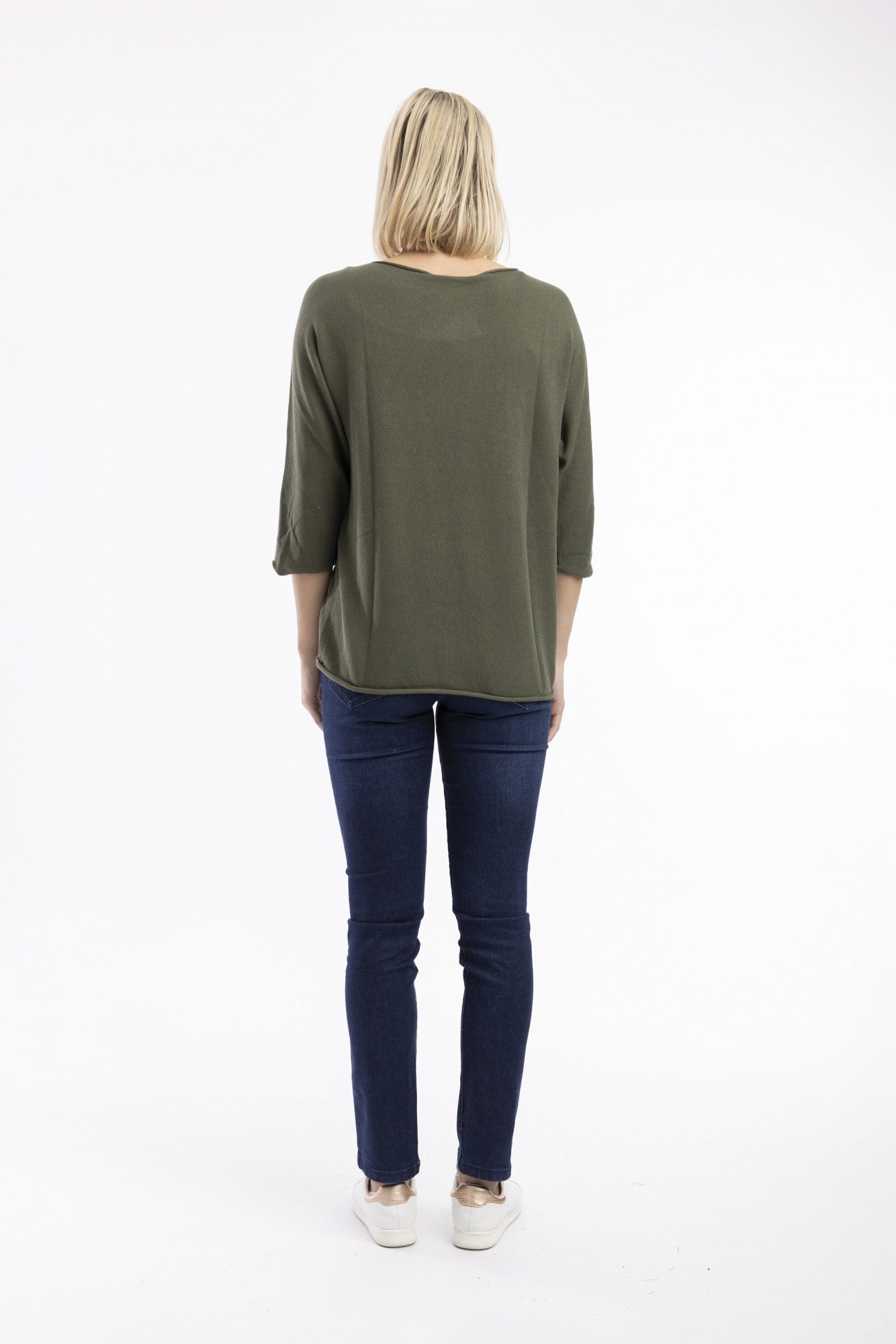 Knit Top Boat Neck 3/4 sleeves