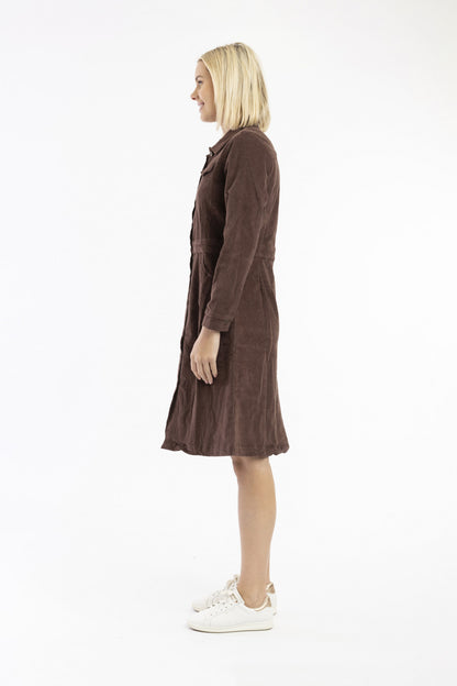 Cord Solid Dress Button - Chocolate