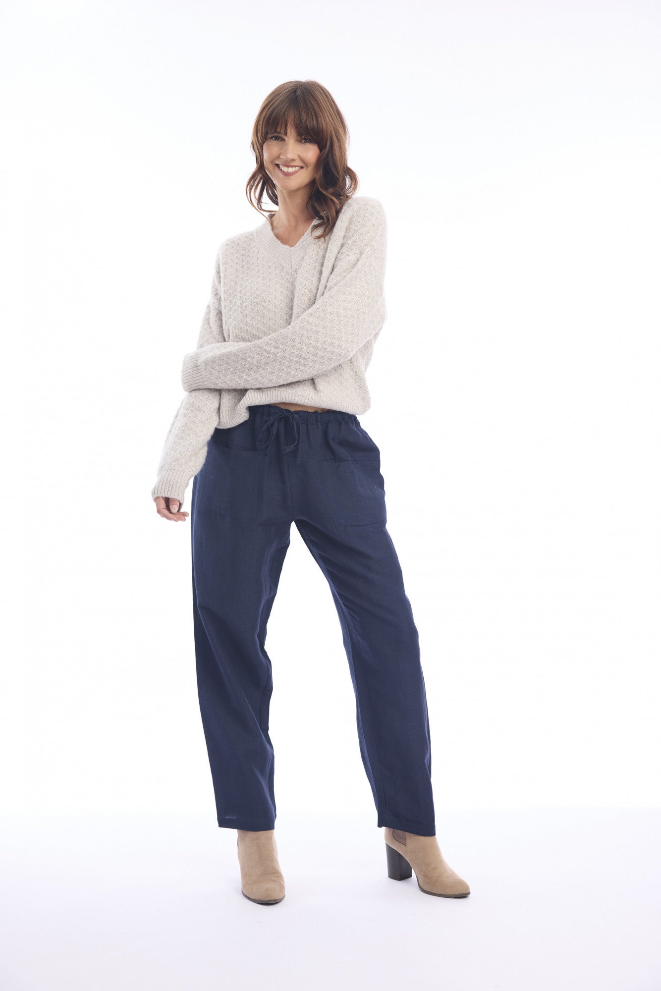 Linen Pant - Navy