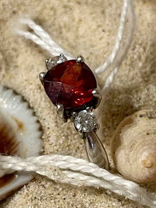 Silver garnet dress ring