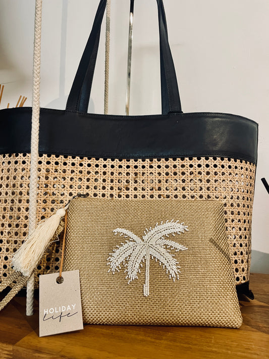 Disco Palm Clutch in Natural