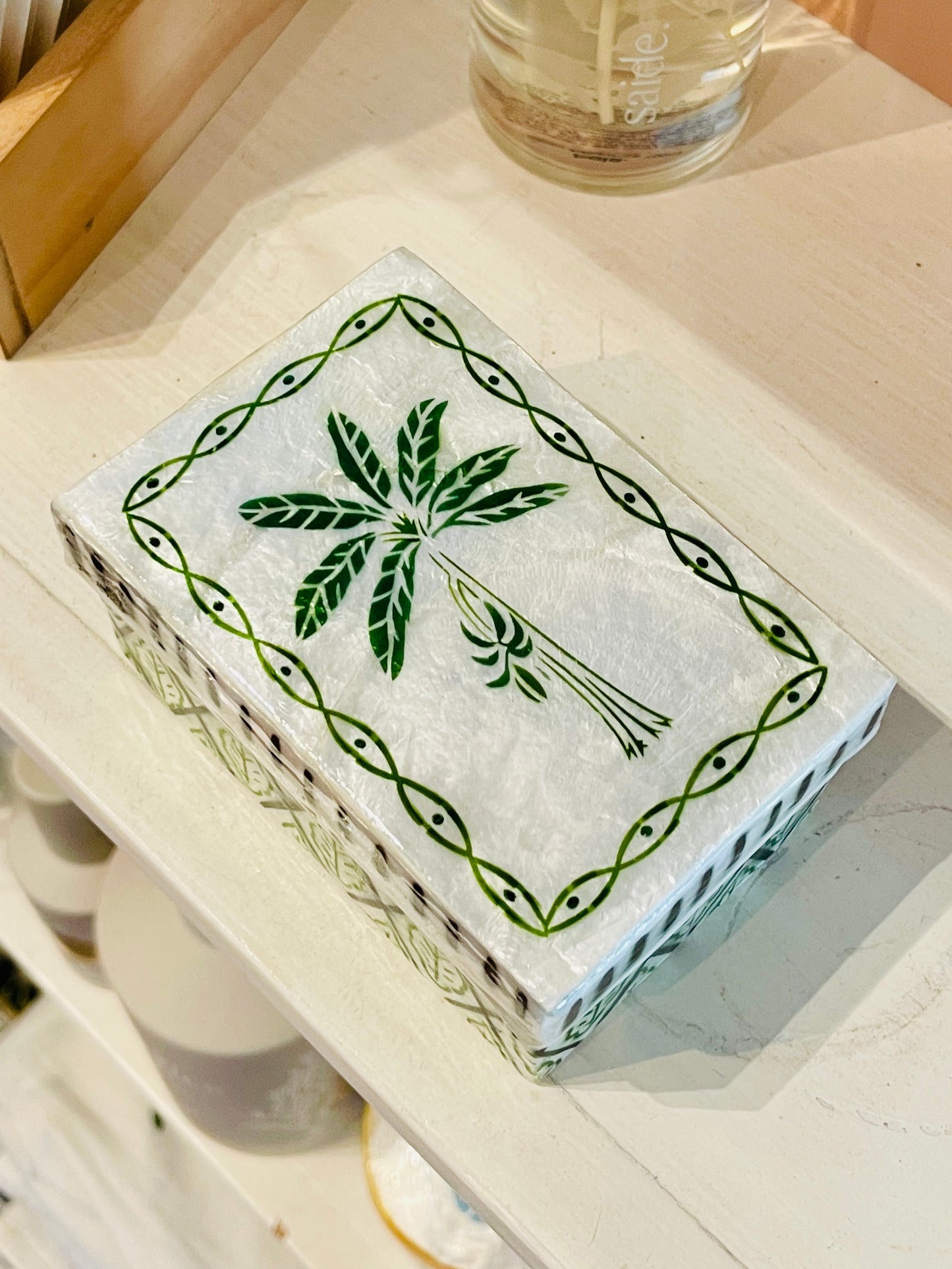 Atlantic Green Palm Trinket Box