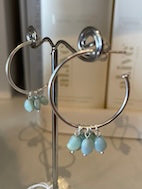 MW Euro Silver Gem DROP Hoop Earrings C315