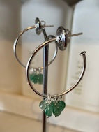 MW Euro Silver Gem DROP Hoop Earrings C315