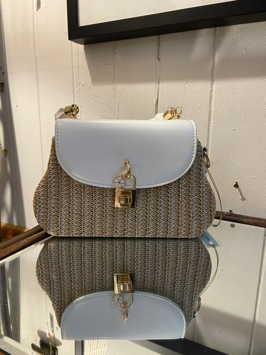 RYE White Raffia Handbag
