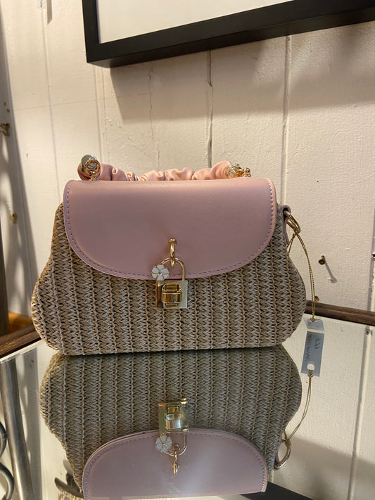 RYE Pink Raffia Handbag