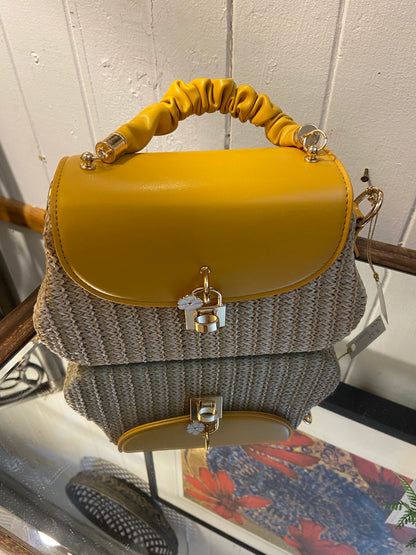 RYE Tan/Yellow Raffia Handbag