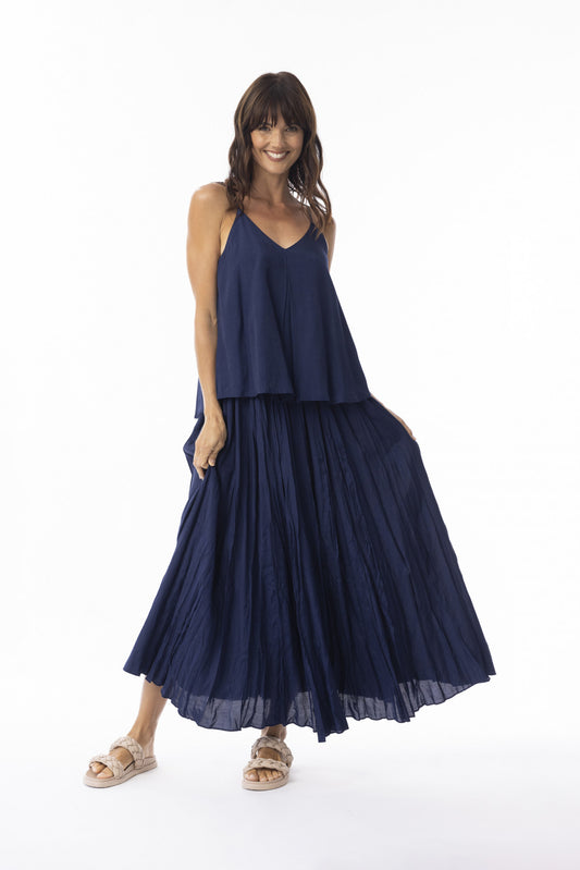 Lux Skirt Crushed - Navy