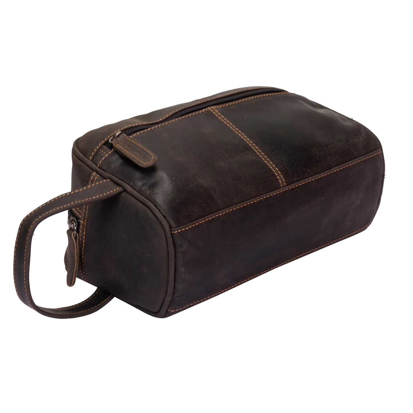 Greenwood Geelong Brown Leather Toiletry Bag