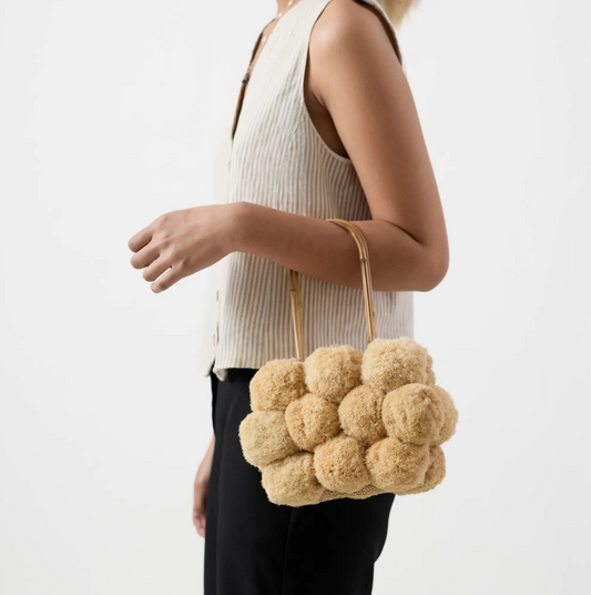 MIMOSA Hangbag in Raffia + Bamboo