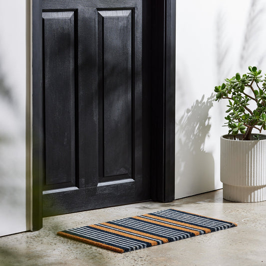 Blue White Stripe Doormat 45x75cm