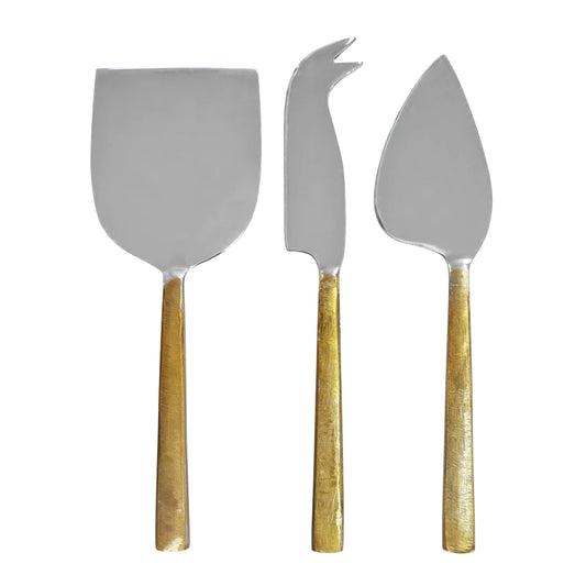 Milan Cheese Knives Set of 3 Silver & Gold