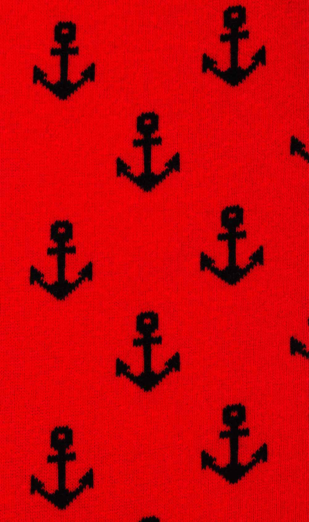 Red + Black Pirate Anchor Socks for Men