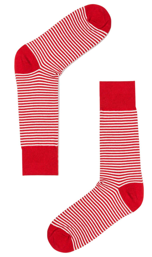 Red + White Pinstriped Socks for Men