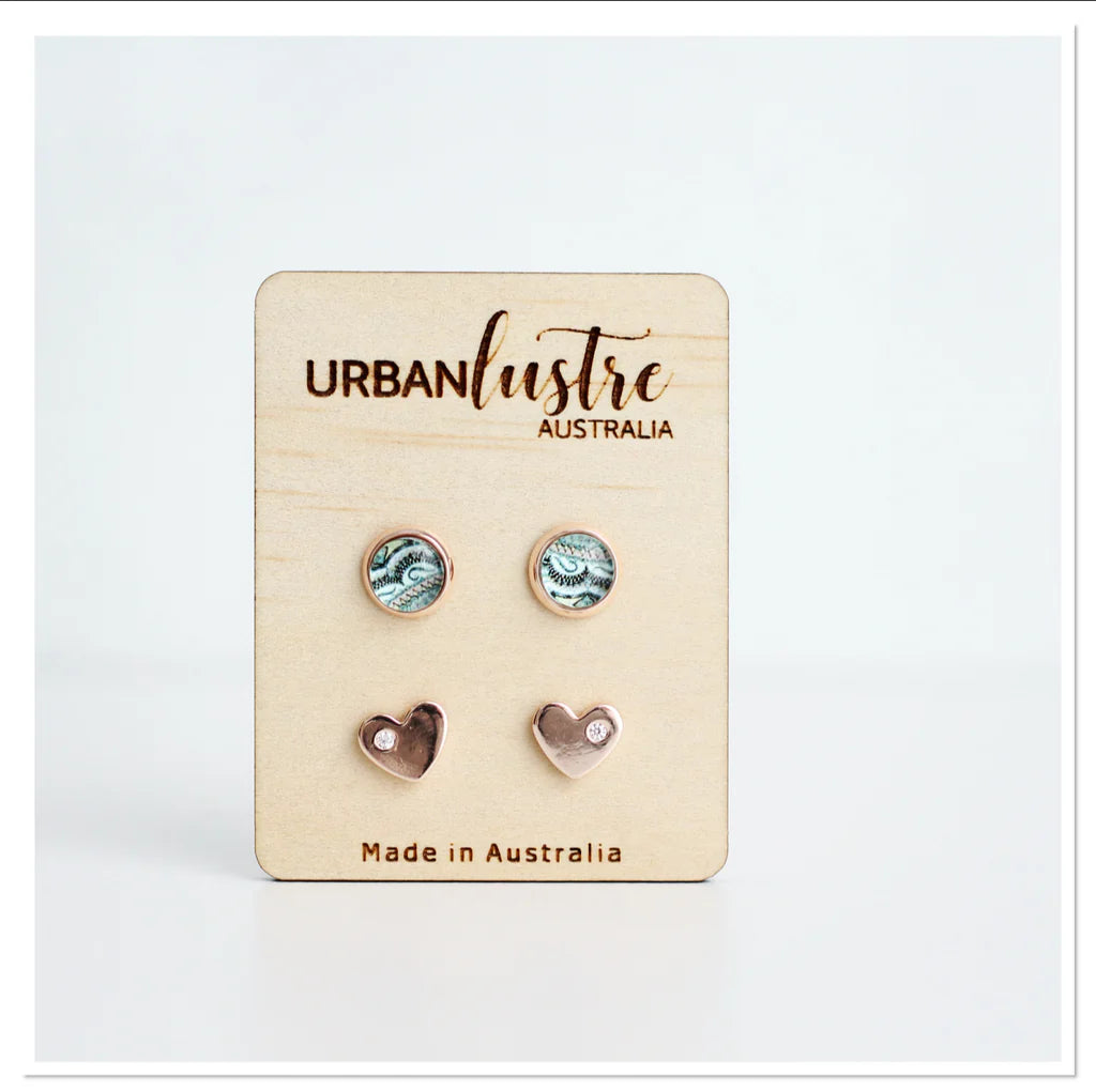 2 Pack glass + silver charm studs