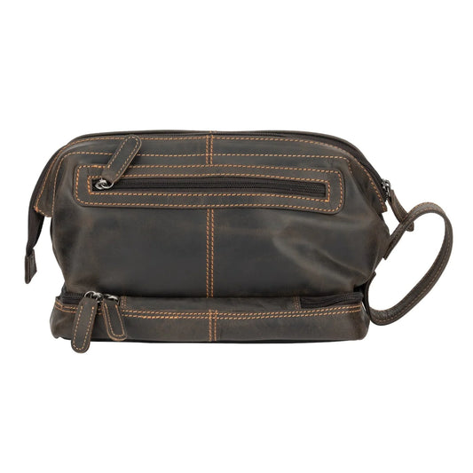 Greenwood Brown Napier Leather Toiletry Bag