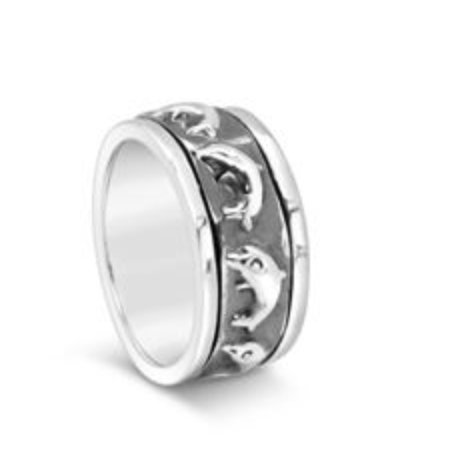Dolphin Mens Spin Ring size 10