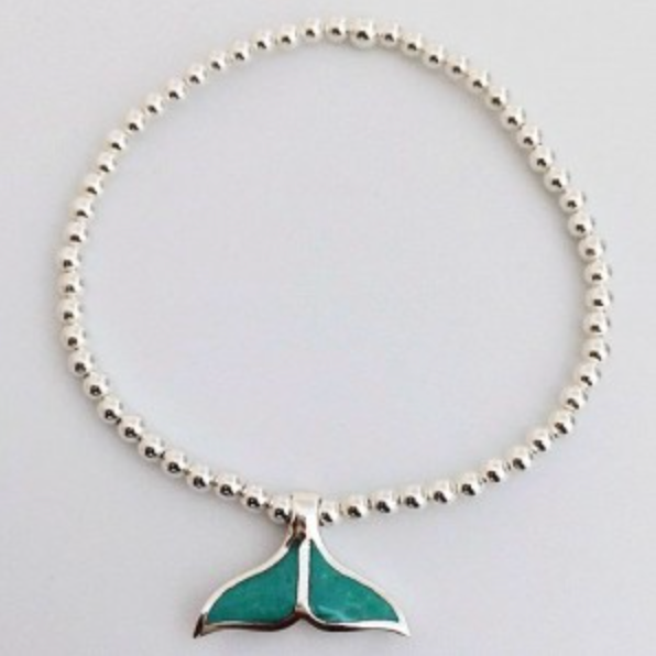 Whale Tail Turquoise elastic bracelet