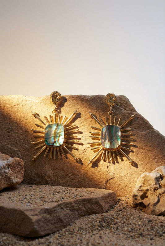 Shield Earrings with Abalone Shell Inlay