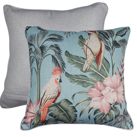Soft Squawk Linen Cushion in Cockatoo 50 x50