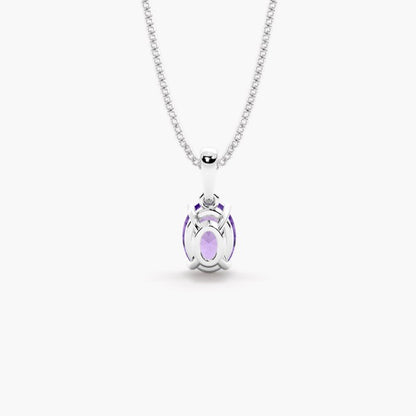 Stunning Sri Lankan Amethyst in white gold setting with Sterling Silver chain