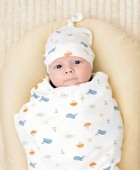 Organic Cotton Baby Beanie - Sea