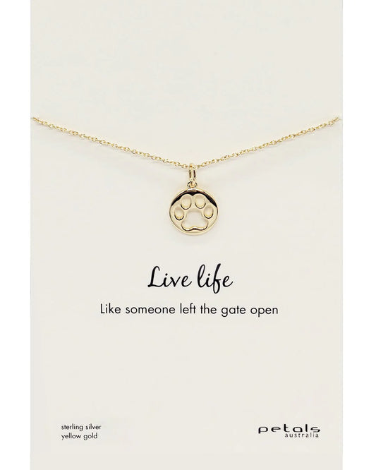 Petals Dog Paw Necklace - Gold
