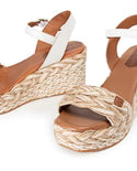 Camerun Espadrille Wedges in Black and White/Jute