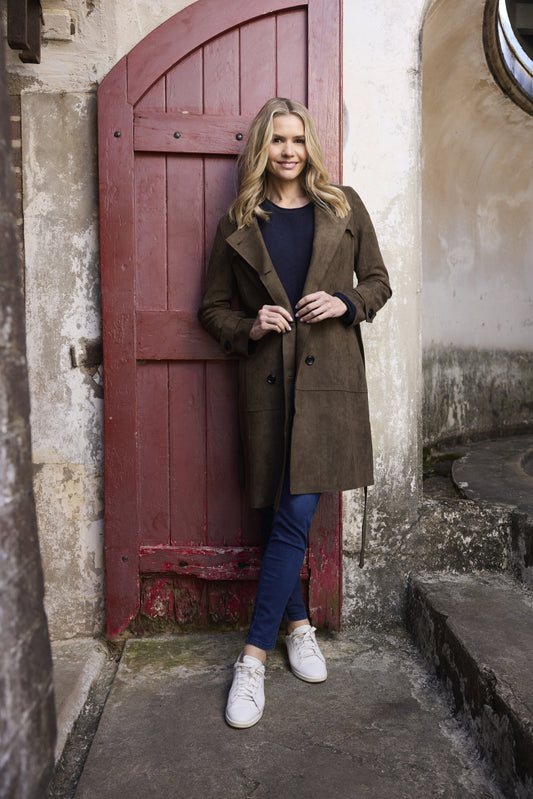 Belted Trench Coat in Olive