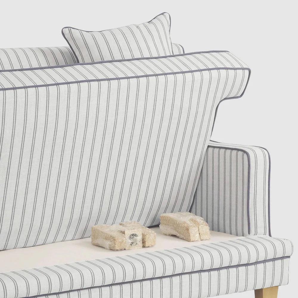 Bondi Hamptons 3 Seat Sofa Blue/White Pin Stripe