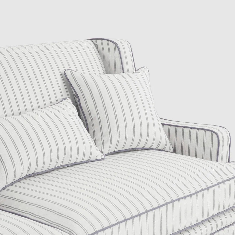 Bondi Hamptons 3 Seat Sofa Blue/White Pin Stripe