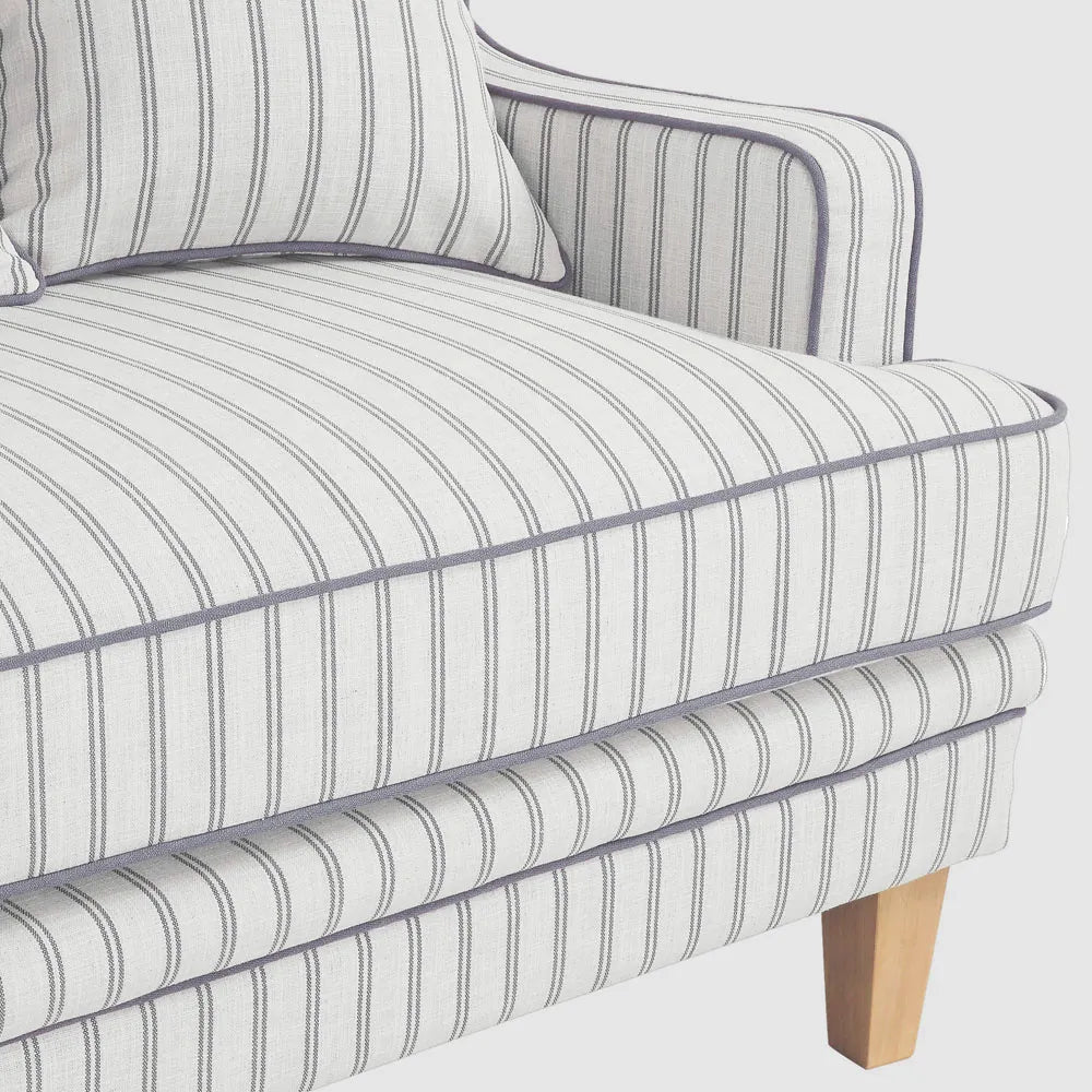 Bondi Hamptons 3 Seat Sofa Blue/White Pin Stripe