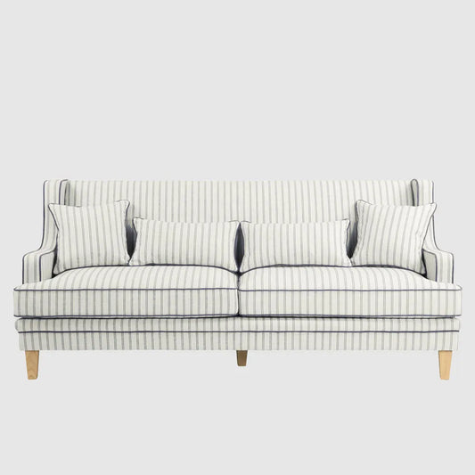 Bondi Hamptons 3 Seat Sofa Blue/White Pin Stripe