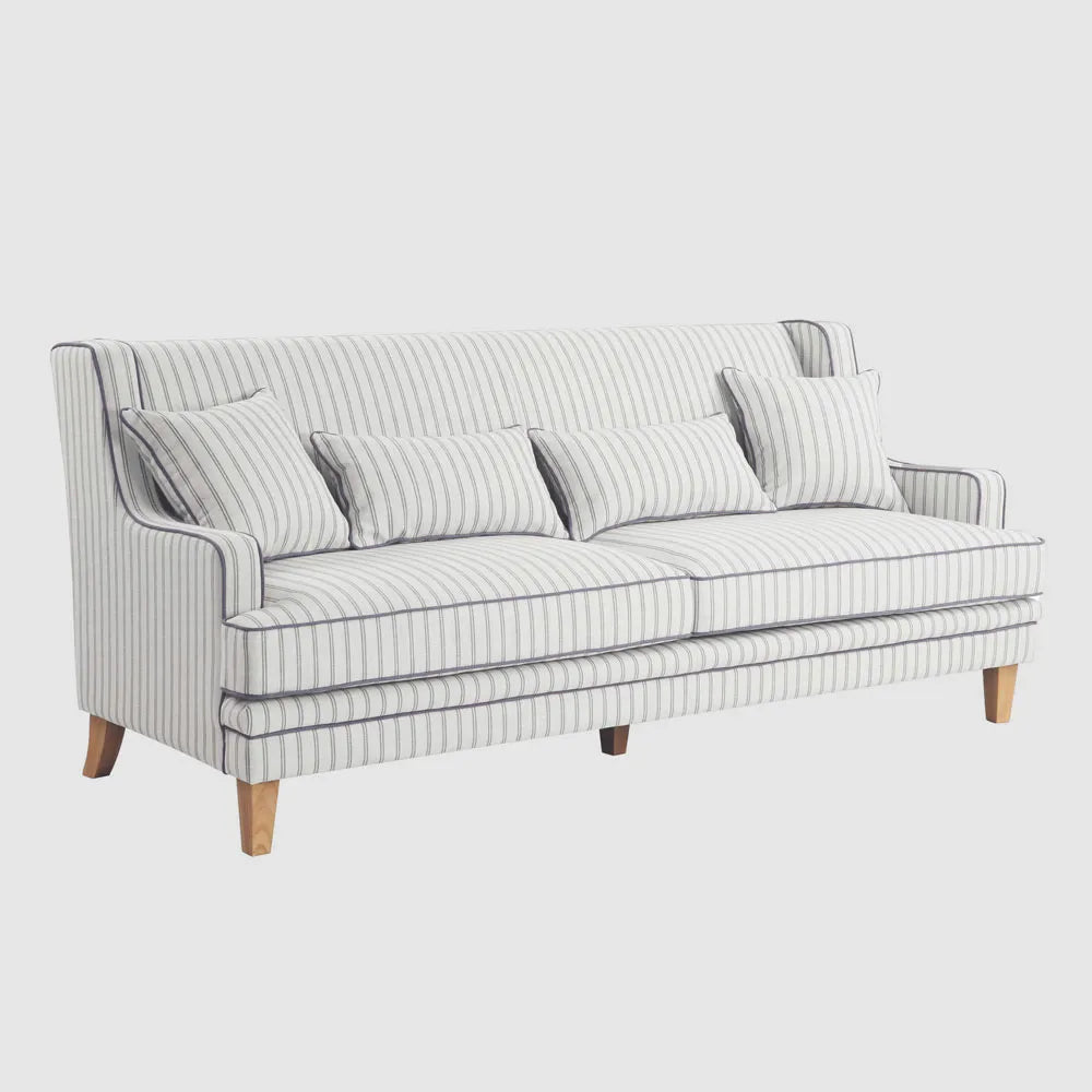 Bondi Hamptons 3 Seat Sofa Blue/White Pin Stripe