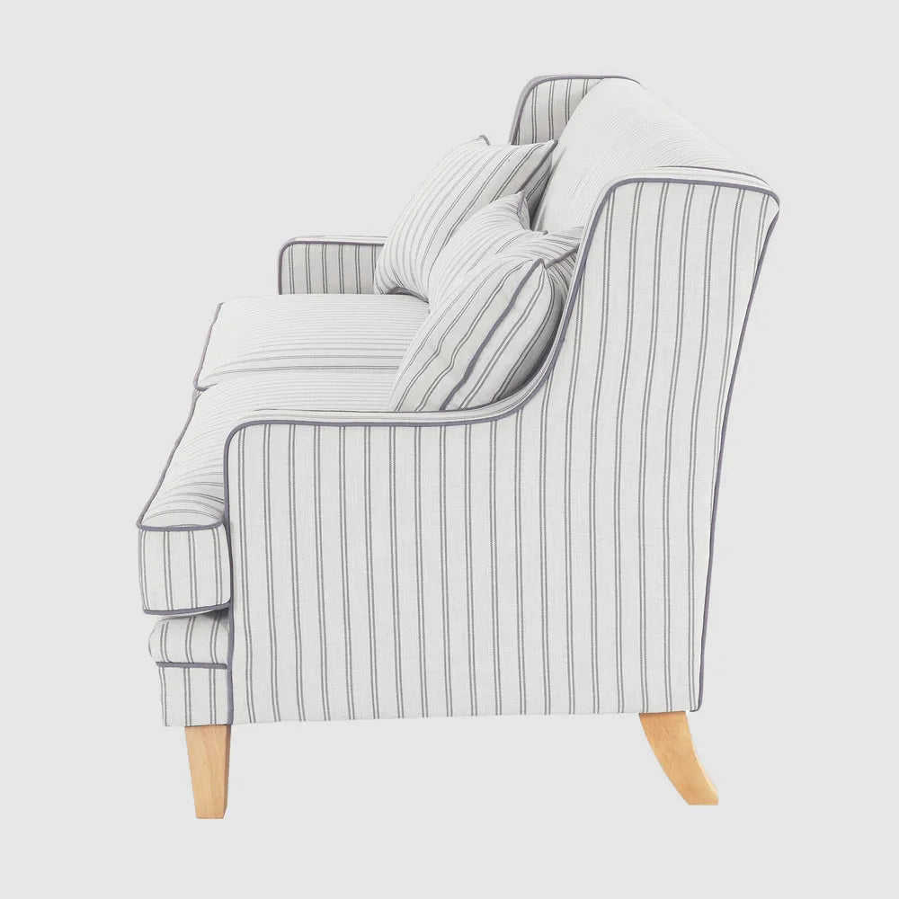 Bondi Hamptons 3 Seat Sofa Blue/White Pin Stripe