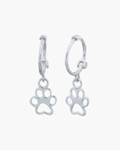 Petals Paw Huggie Hoop - Silver