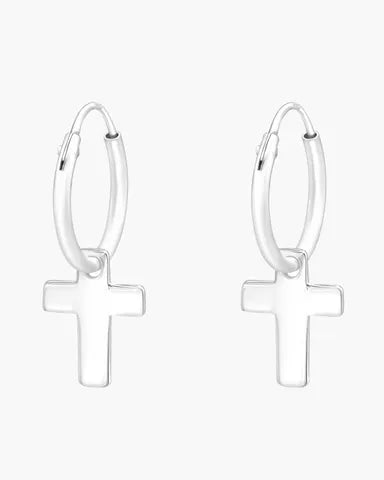 Petals Cross Huggie Hoop - Silver