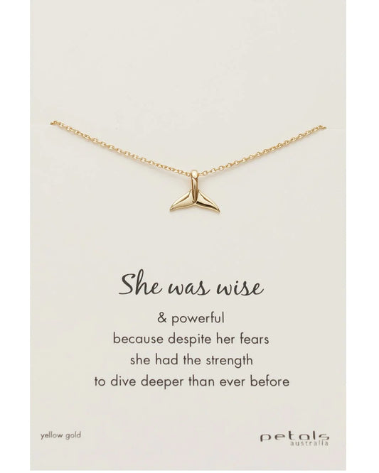 Petals Ocean Dive 46cm Sterling Silver 'She was Wise, Whale Tail' Necklace