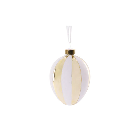 Glass Gold Striped Egg Hanging