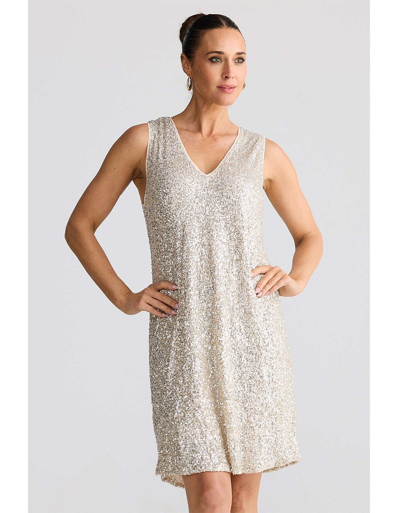 Glitz Swing Dress in Champgne