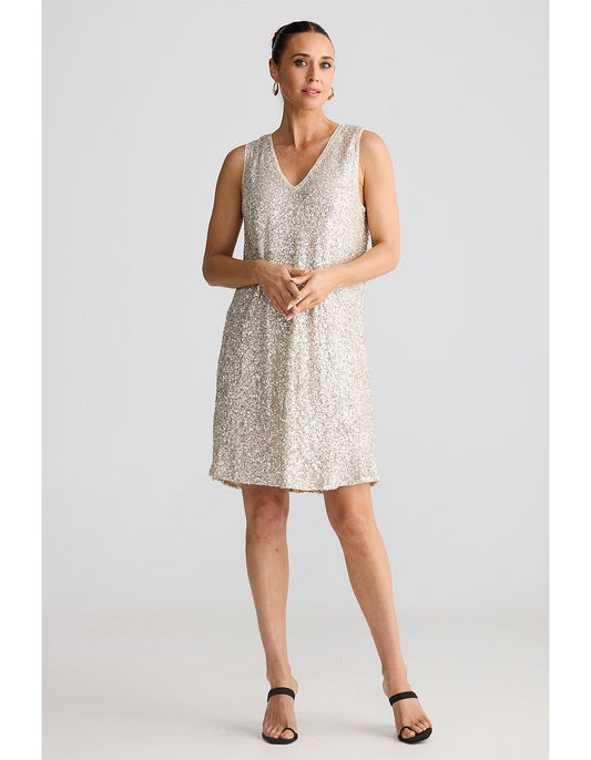 Glitz Swing Dress in Champgne