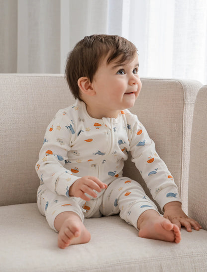 Organic Cotton Growsuit - Sea - 000 to 0