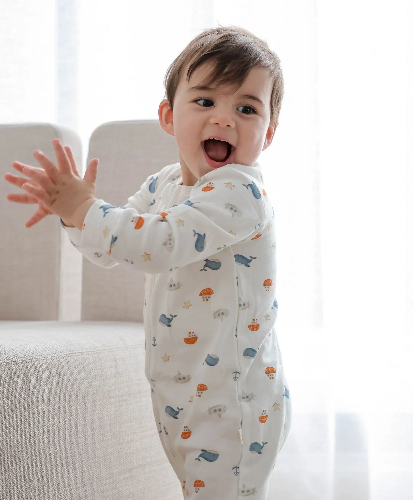 Organic Cotton Growsuit - Sea - 000 to 0