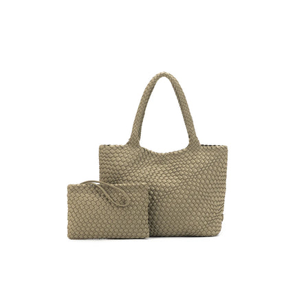 The Hamptons Light Olive 2 piece Woven Neoprene Handbag
