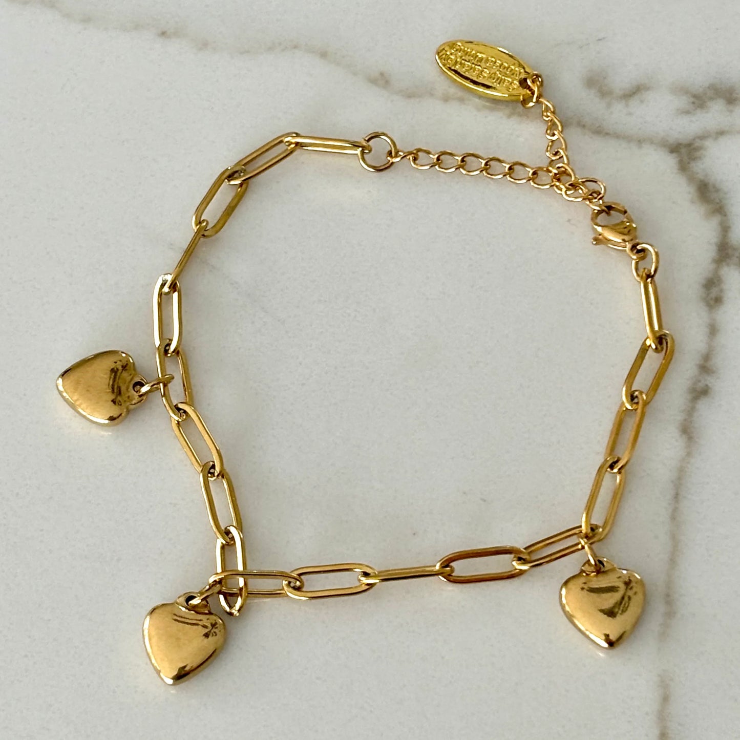 Heart Charm Bracelet - 3 Hearts