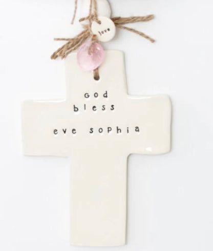 Handmade Ceramic Personalised Cross Small
