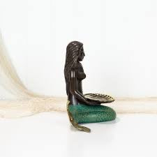 Mermaid Sitting with Shell in Lap - Green Tail