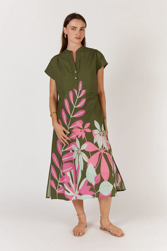 Itami Fern Capped Sleeve Khaki
