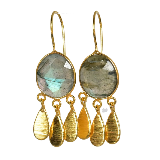 MW Teardrop Euro Gold Gemstone Earrings A36E (Assorted)