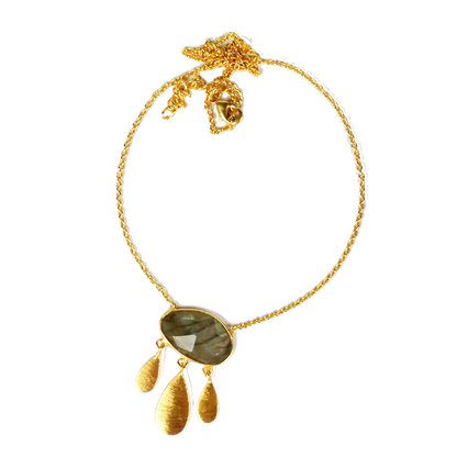 MW Gold & Gemstone Raindrop Necklace A36